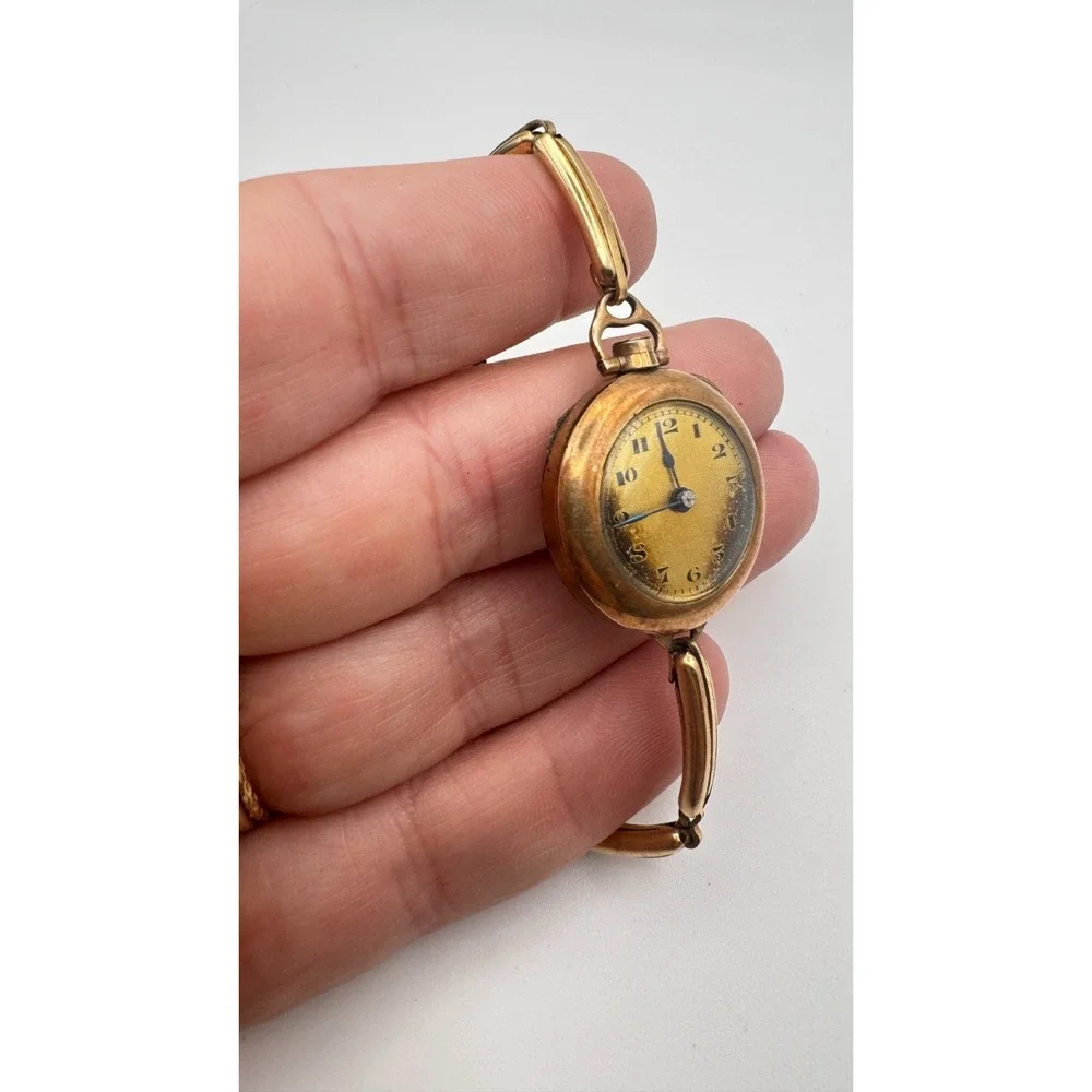 Antique Ladies Watch Gold Filled Transitional Wristwatch Edwardian READ